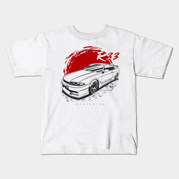 Skyline R33 Kids T-Shirt by Markaryan